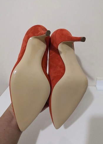 Pier Lucci Klasik Turuncu Süet Stiletto Kadın Ayakkabı - Görsel 5