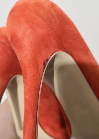 Pier Lucci Klasik Turuncu Süet Stiletto Kadın Ayakkabı - Görsel 4