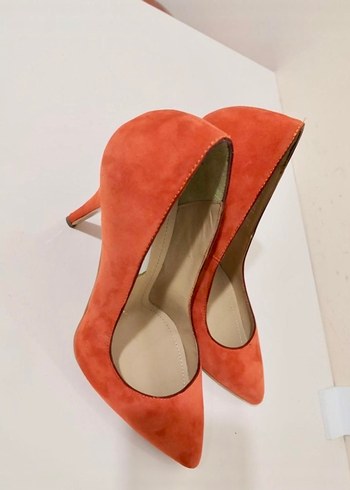 Pier Lucci Klasik Turuncu Süet Stiletto Kadın Ayakkabı - Görsel 3