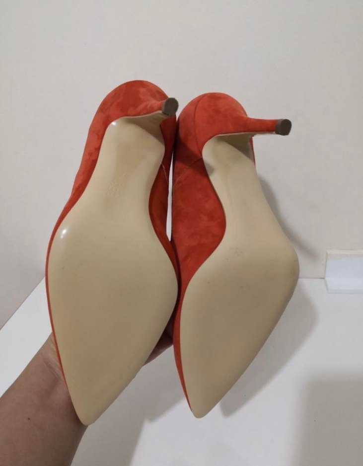 Pier Lucci Klasik Turuncu Süet Stiletto Kadın Ayakkabı - Görsel 5