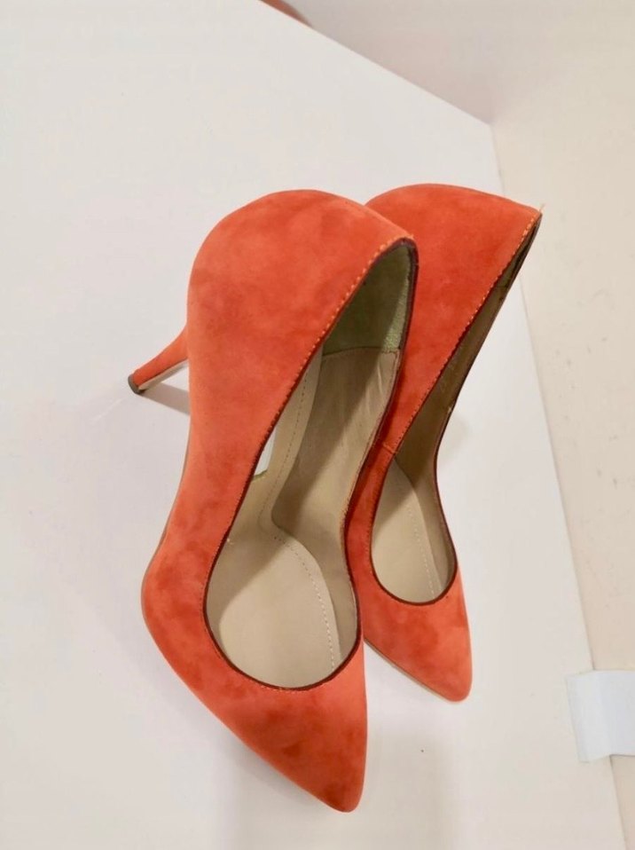 Pier Lucci Klasik Turuncu Süet Stiletto Kadın Ayakkabı - Görsel 3