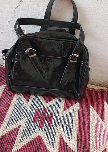 Diğer Siyah Yılan Desenli Deri Kadın Çanta
