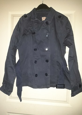 Düğmeli Gri Kadın Trençkot - Görsel 2