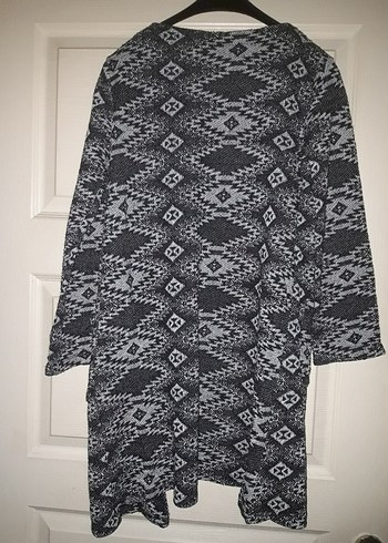 Bohem Gri Desenli Örgü Kadın Hırka - Görsel 2