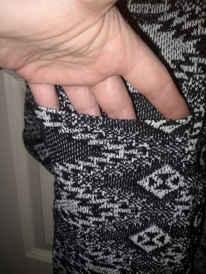 Bohem Gri Desenli Örgü Kadın Hırka - Görsel 3