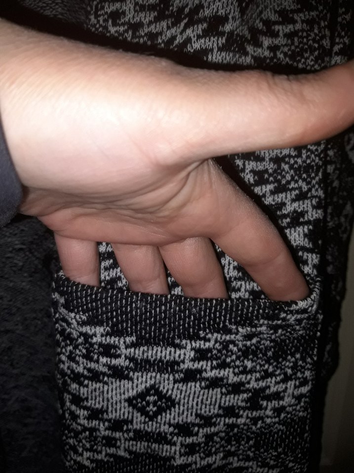 Bohem Gri Desenli Örgü Kadın Hırka - Görsel 4