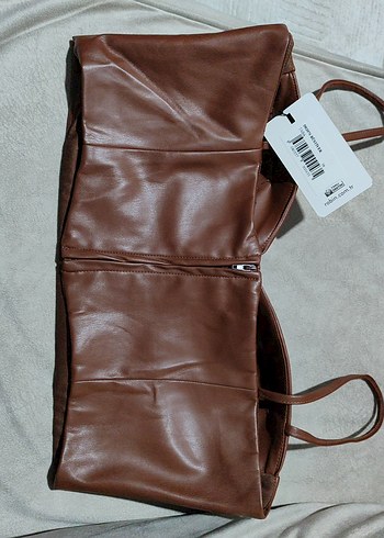 Kahverengi Deri Askılı Straplez Büstiyer - Görsel 2