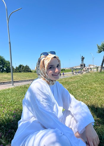 m Beden Beyaz Uzun Kollu Pamuk Kimono