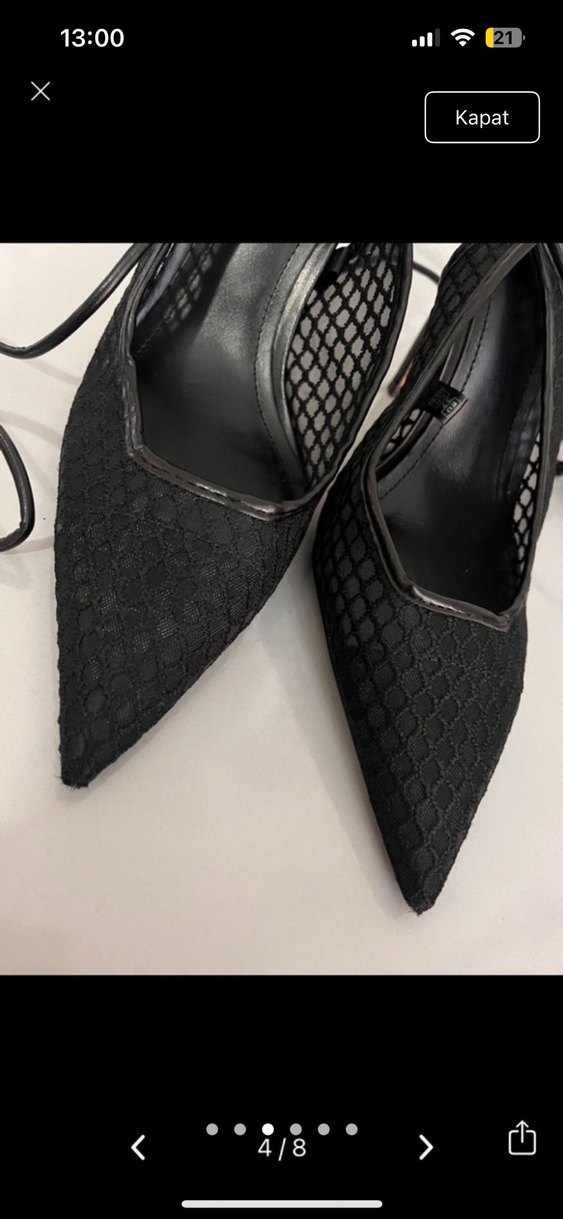 Yılan Desenli Siyah Deri Topuklu Kadın Ayakkabı - Görsel 4