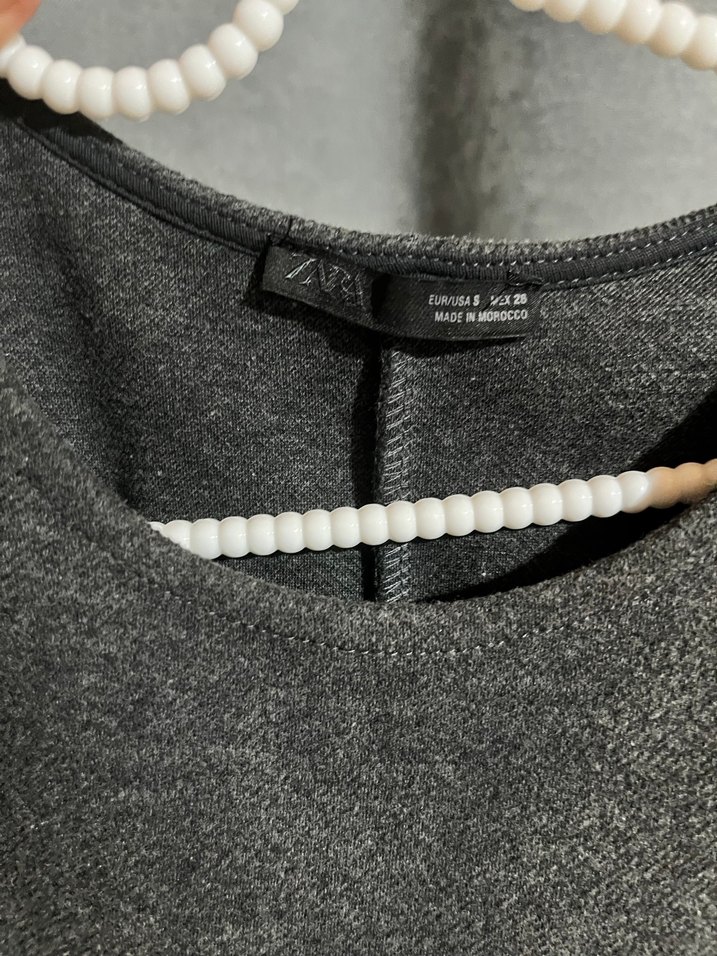 Kemer Detaylı Gri Kolsuz Mini Elbise - Görsel 3