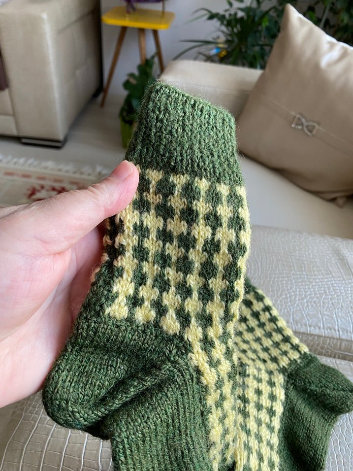 Erkek Çocuk Yeşil Kareli Çorap - Görsel 2