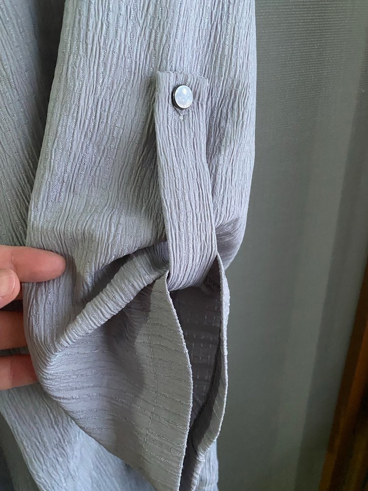 Gri Uzun Kollu  Gömlek etiketli - Görsel 2