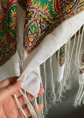 Beyaz Bohem Etnik Desenli Kadın Şali sifir - Görsel 3