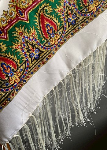 Beyaz Bohem Etnik Desenli Kadın Şali sifir - Görsel 6