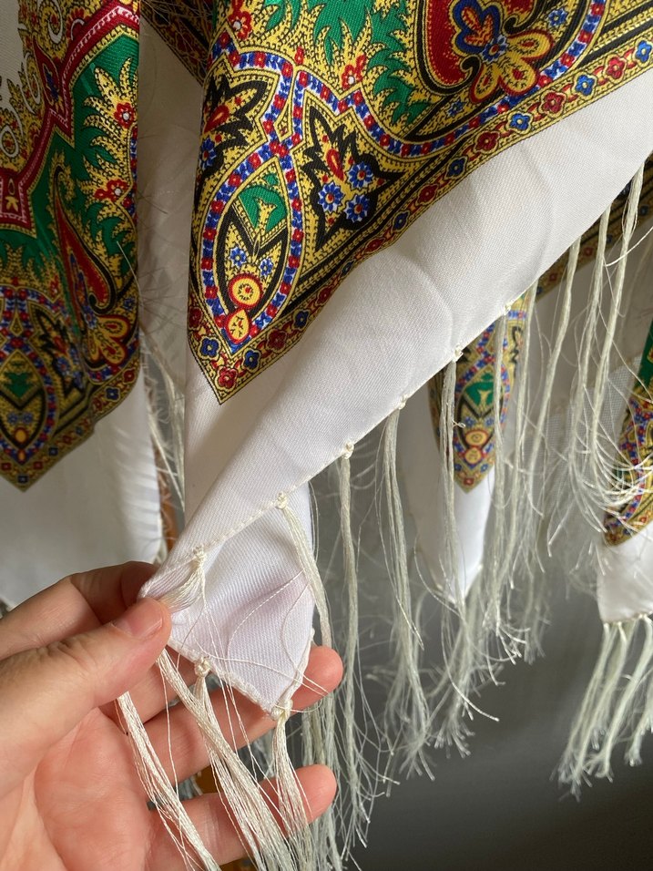 Beyaz Bohem Etnik Desenli Kadın Şali sifir - Görsel 3