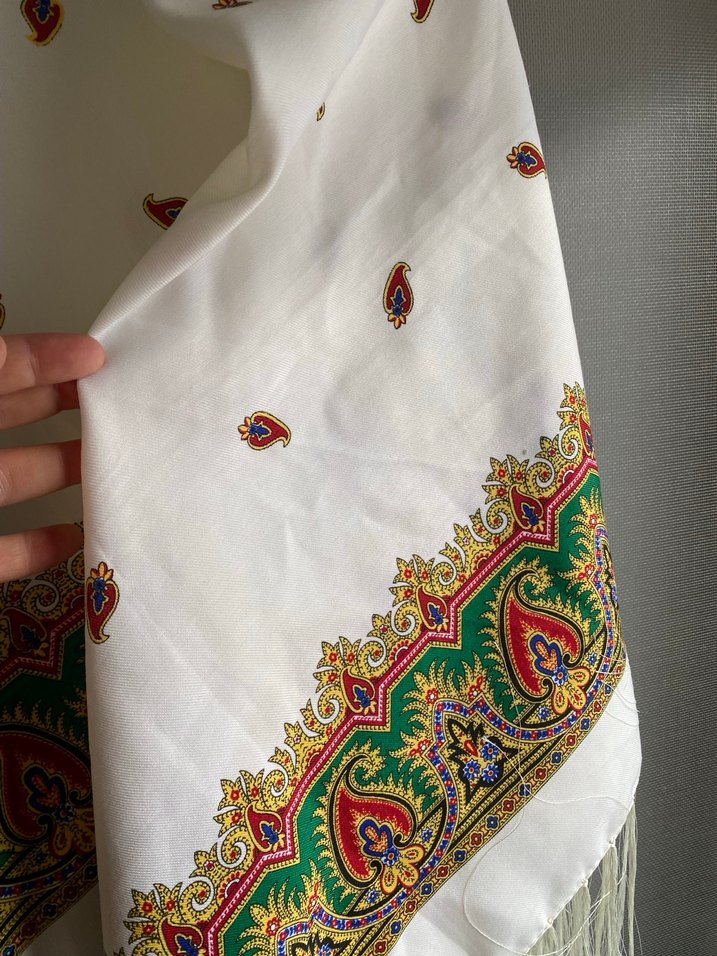 Beyaz Bohem Etnik Desenli Kadın Şali sifir - Görsel 5