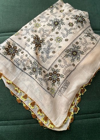 Dantel Detaylı Beyaz Bohem Kadın yazma - Görsel 2