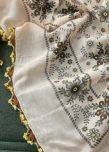 Dantel Detaylı Beyaz Bohem Kadın yazma - Görsel 3