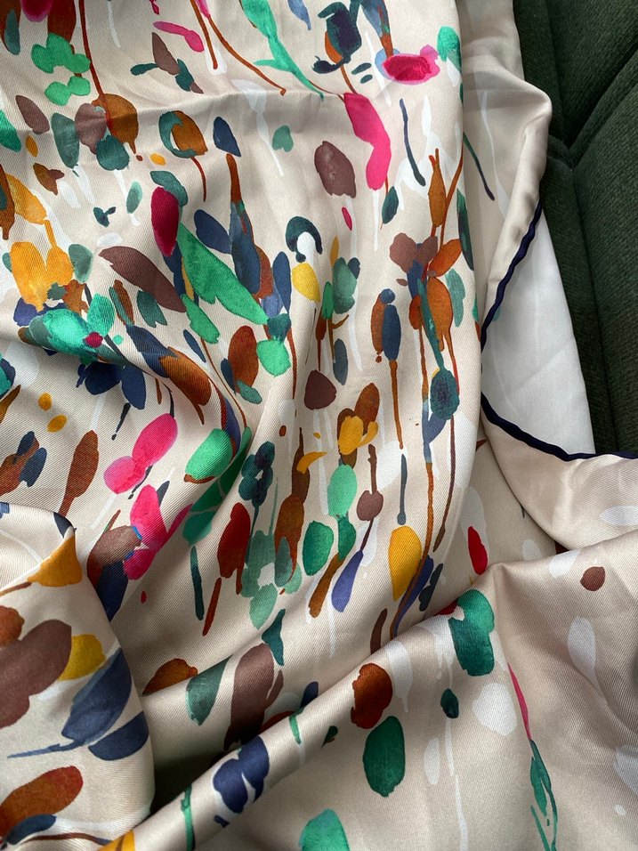 Çok Renkli İpek Kadın esarp - Görsel 5