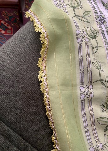 Dantel Detaylı Yeşil Kadın yazma - Görsel 5