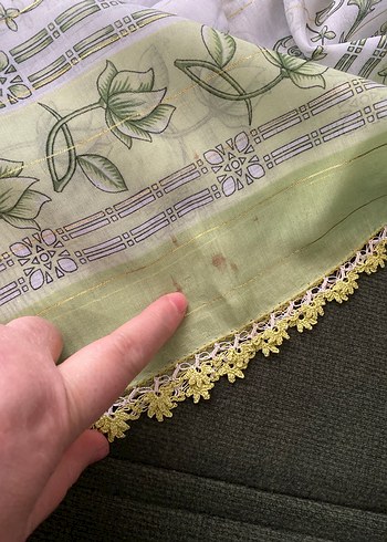 Dantel Detaylı Yeşil Kadın yazma - Görsel 7