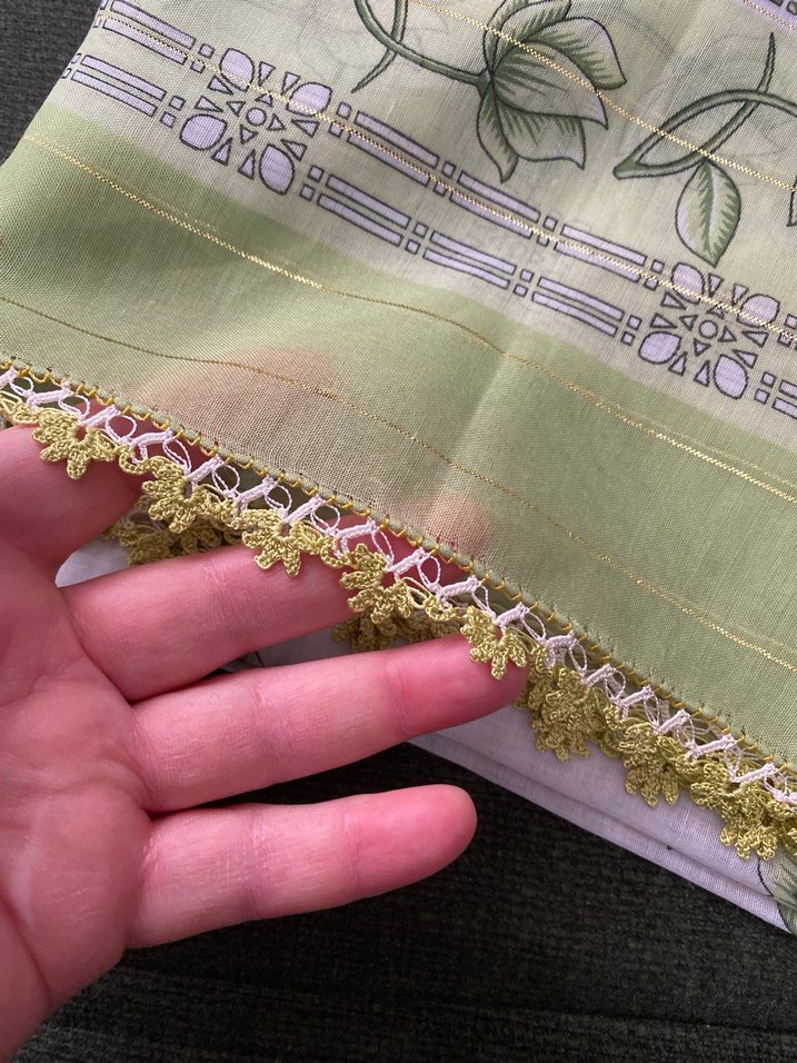 Dantel Detaylı Yeşil Kadın yazma - Görsel 2