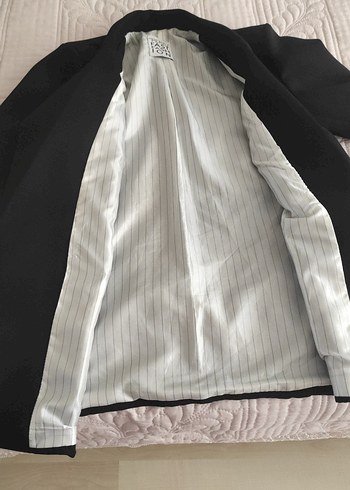 l Beden Düğmeli Siyah Kadın Blazer Ceket