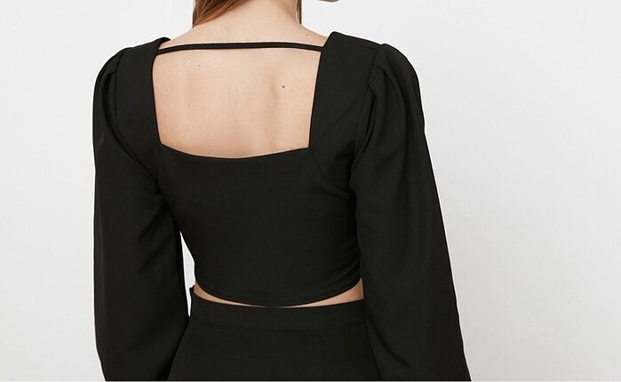 Siyah Crop bluz