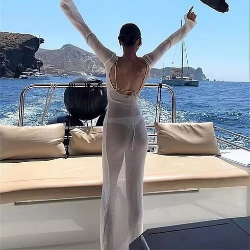 s Beden beyaz Renk Maxi uzun plaj elbise