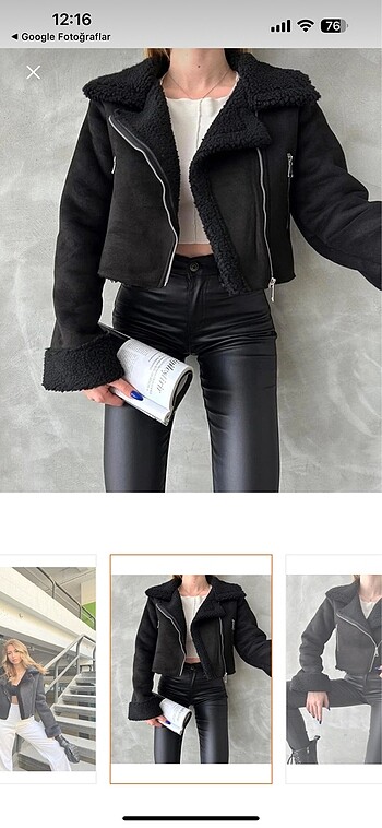 Bershka Bershka crop kürklü biker mont