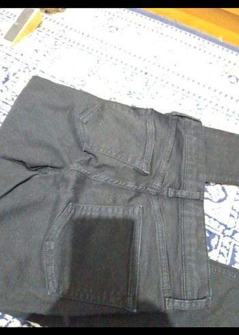 36 Beden Düğmeli Siyah Midi Kot Pantolon