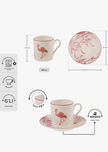 Karaca Hayvan Desenli Renkli Fincan ve Tabak Seti - Görsel 2