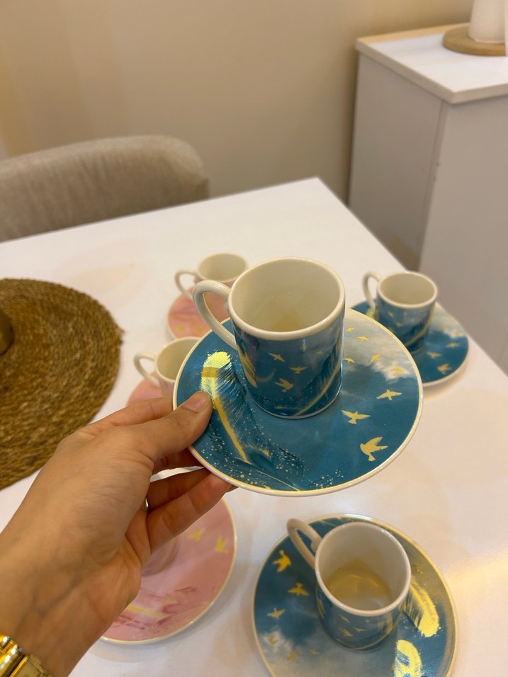 Pastel Renkli 6 Parça Kahve Fincan Seti - Görsel 5