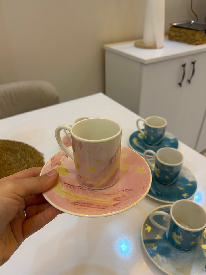 Pastel Renkli 6 Parça Kahve Fincan Seti - Görsel 2