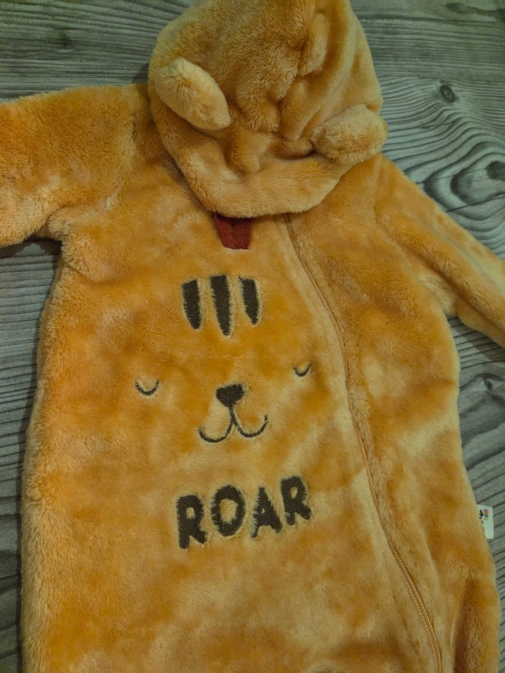 turuncu Peluş Erkek Bebek Tulumu - Görsel 2