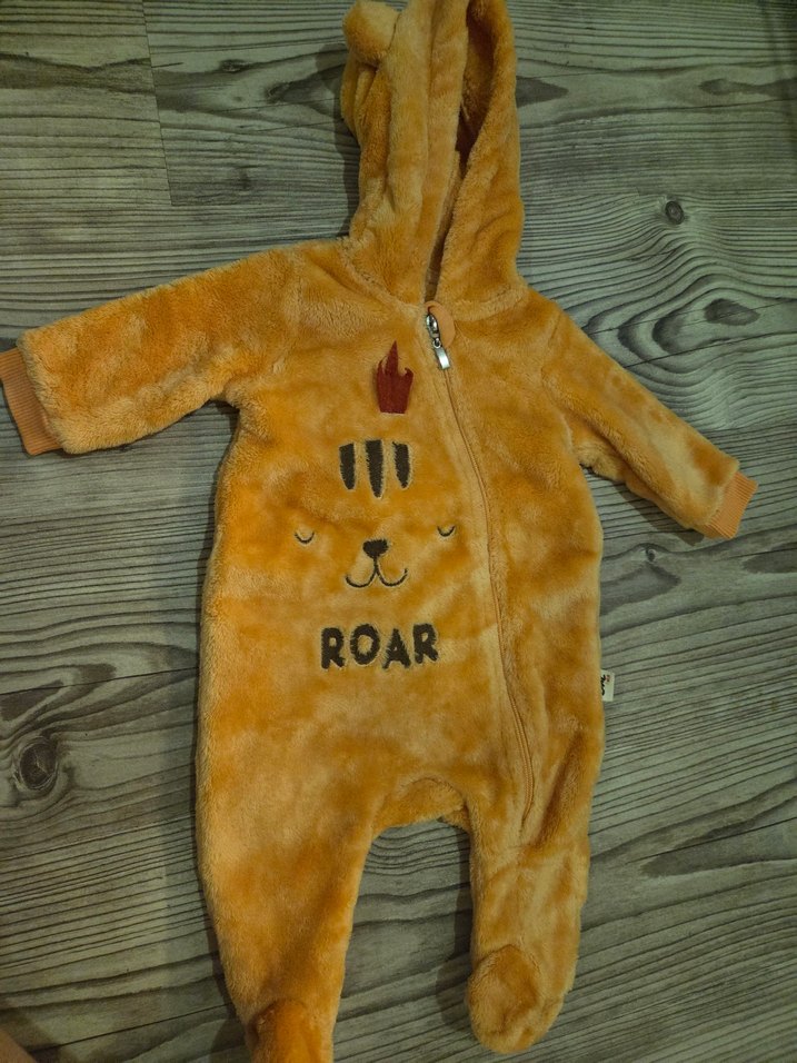 turuncu Peluş Erkek Bebek Tulumu - Görsel 3