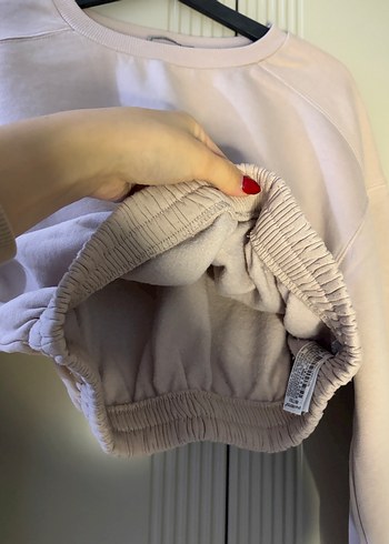 Zara Bej Kadın Pamuklu oversize Sweatshirt - Görsel 4