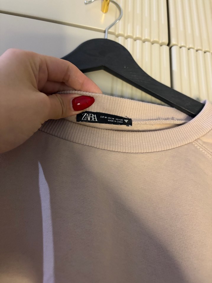 Zara Bej Kadın Pamuklu oversize Sweatshirt - Görsel 2