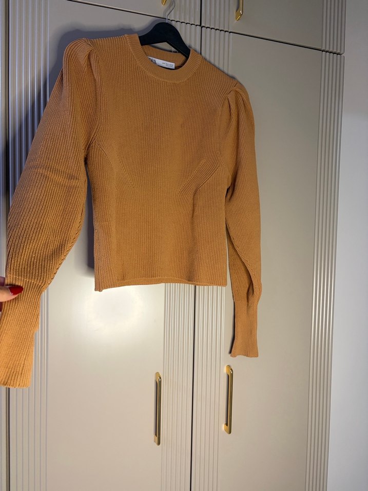 Zara Bej Fitilli Triko Kadın Kazak - Görsel 2