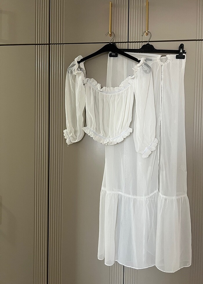 Beyaz Pareo plaj takımı - Görsel 2