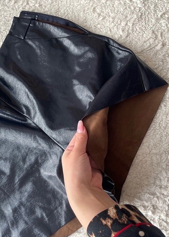 Zara deri şort etek - Görsel 4