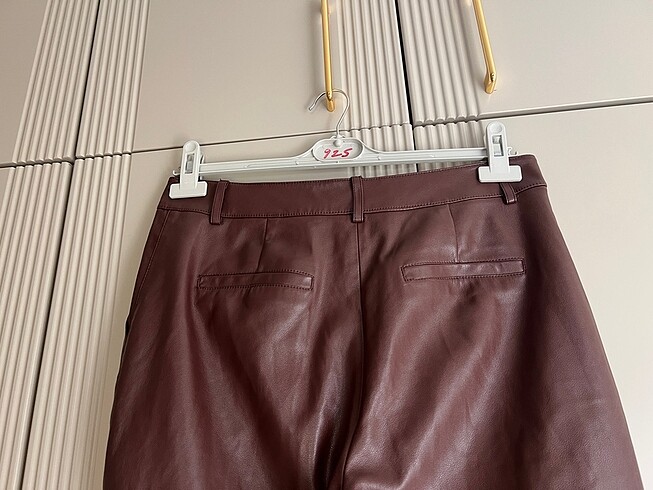 Mango acı kahverengi deri pantolon - Görsel 7