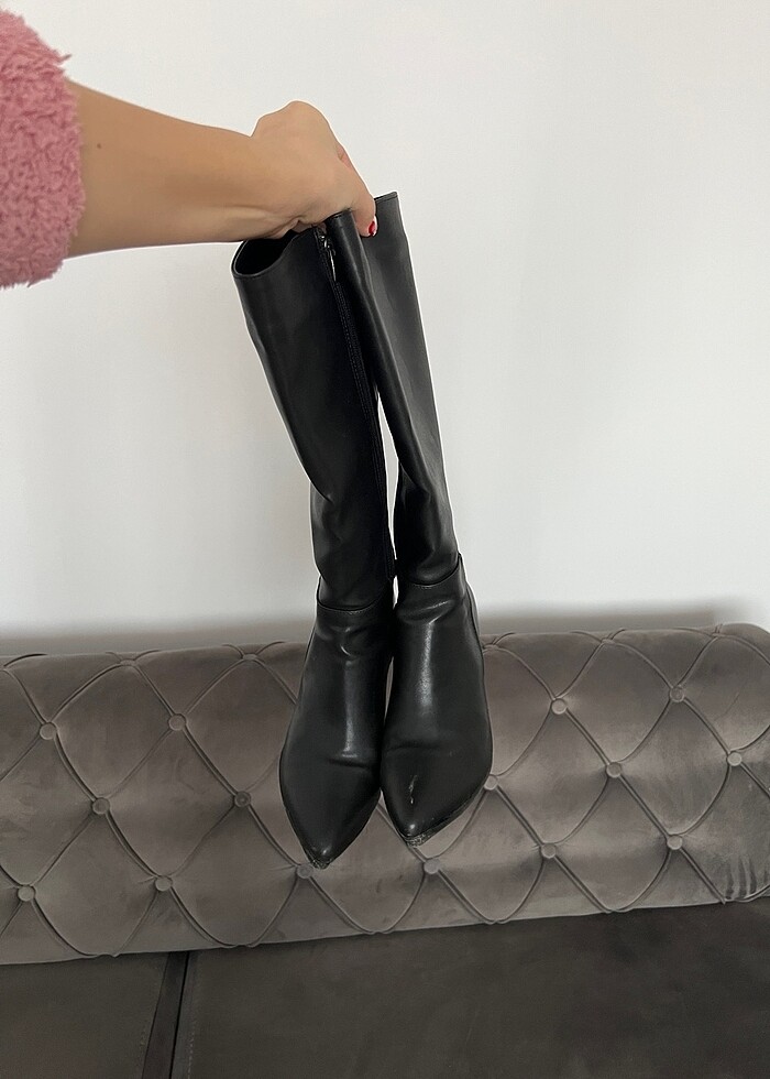 Siyah topuklu çizme - Görsel 3