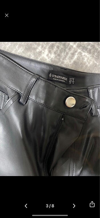 s Beden Stradivarius Siyah Deri Pantolon