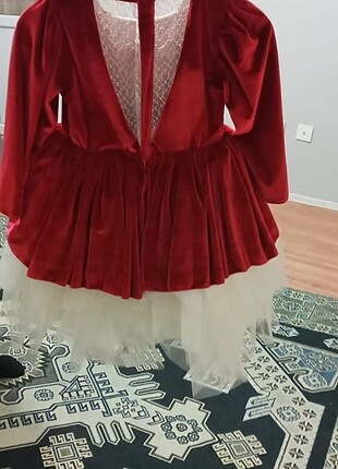 11-12 Yaş Beden Kırmızı kadife elbise