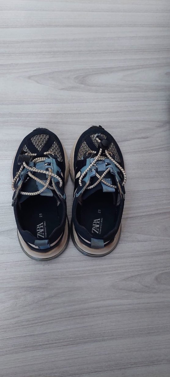 Zara Lacivert Bağcıklı Kız Çocuk Spor Ayakkabı - Görsel 3