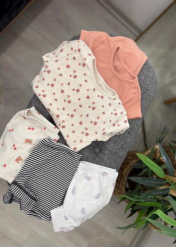 Kız Bebek 2'li Kısa Kollu Body ve 3lü Boxer - Görsel 4