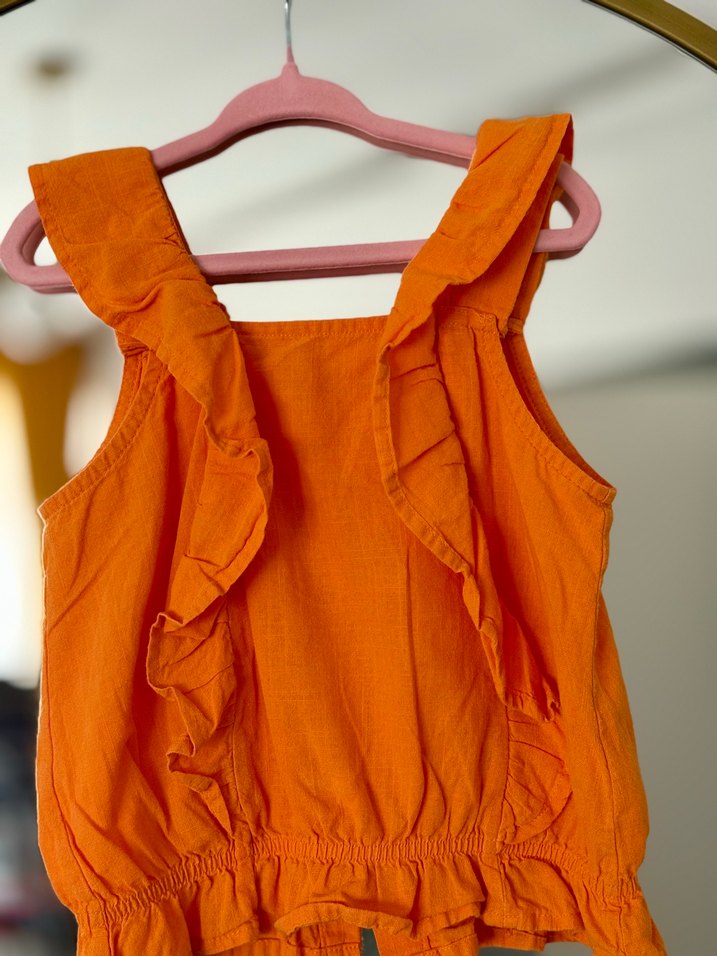 LCW Kız Çocuk Turuncu Fırfırlı Kare Yaka Gömlek - Görsel 2