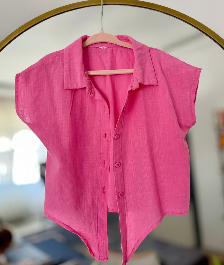 LCW  Kız Çocuk Kısa Kollu Keten Gömlek - Görsel 4