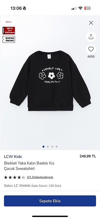 LC Waikiki LCW KIZ ÇOCUK SWEATSHIRT